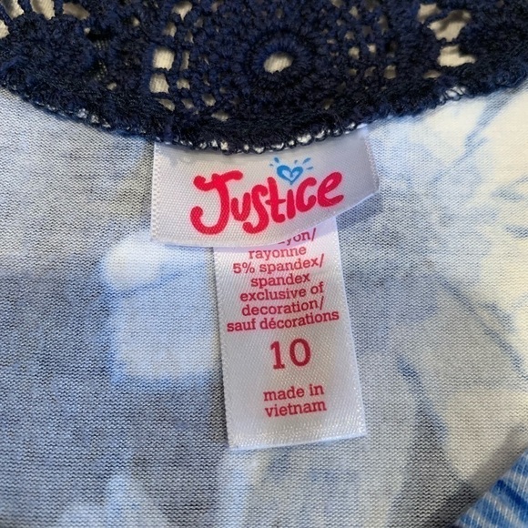 JUSTICE Blue Floral Sleeveless Tunic size 10 - Picture 4 of 5